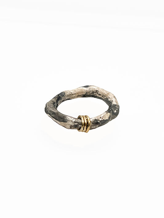 BONE Ring No.2 with Three 9ct yellow gold loops