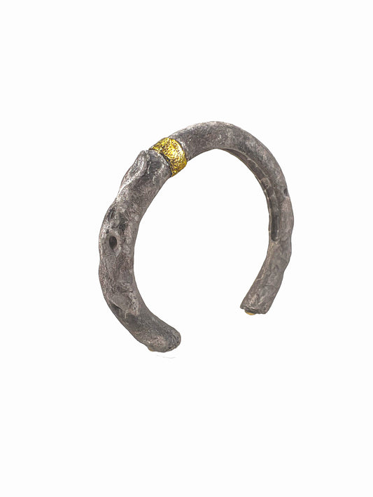 BONE Bangle L with sterling silver and 18ct gold