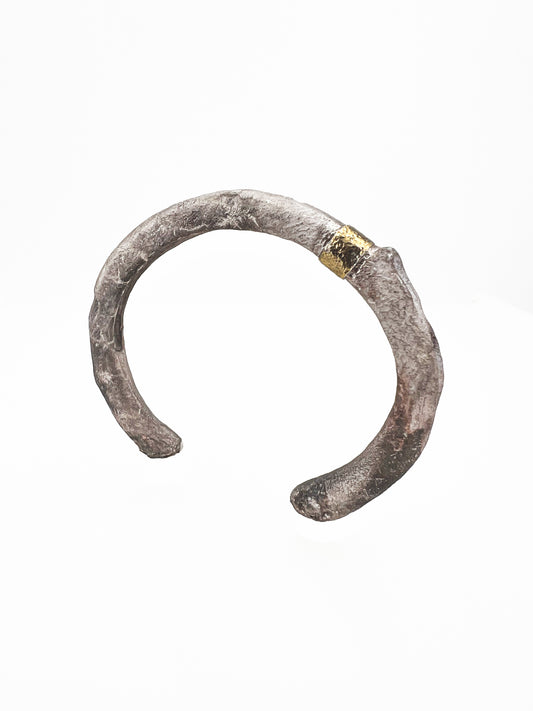 BONE Bangle L with sterling silver and 18ct gold