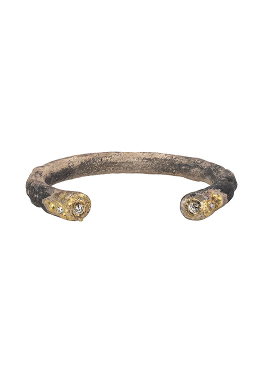Bone Bangle S with 4 white diamonds