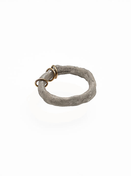 BONE Ring No.2 with Three 9ct yellow gold loops