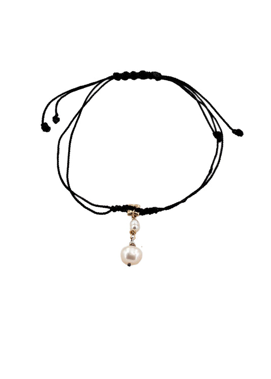 Square Charm Bracelet with 2 Freshwater pearls