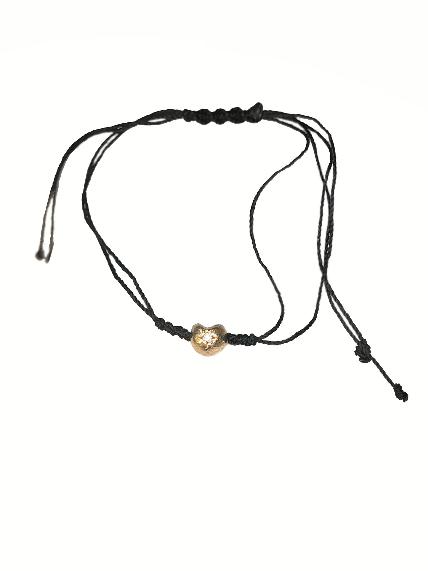 Large 9ct Gold Fortune Cookie Bracelet with One Round Natural Diamond