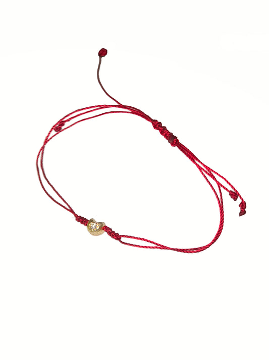 Small 9ct Gold Fortune Cookie Bracelet with One Round Natural Diamond